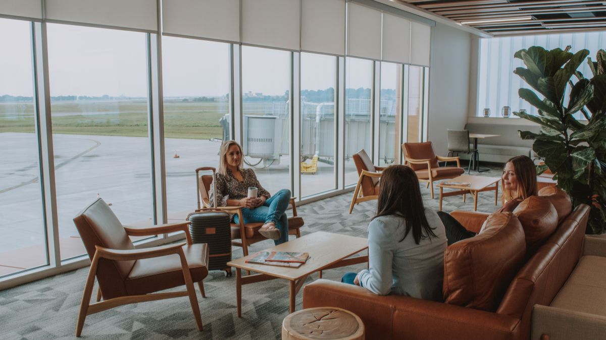 Public waiting area inside Watertown Regional Airport terminal